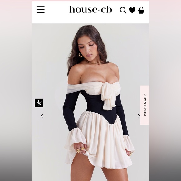 House of CB Dresses & Skirts - House of CB Alana Black and Cream Off the Shoulder Dress